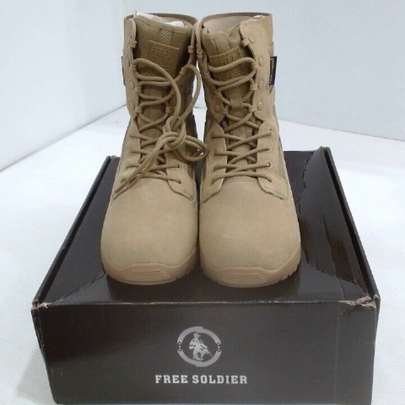 NWT FREE SOLDIER SUEDE LEATHER MILITARY TACTICAL WATERPROOF COMBAT BOOTS 8 - Picture 6 of 11